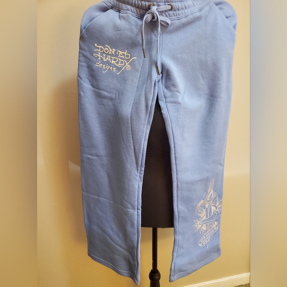Ed Hardy Light Blue Graphic Sweatpant (NEW)